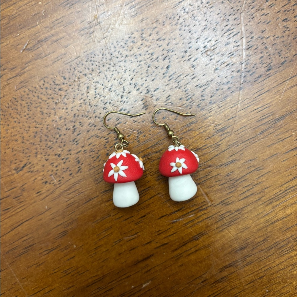 Red and White Mushroom Earrings